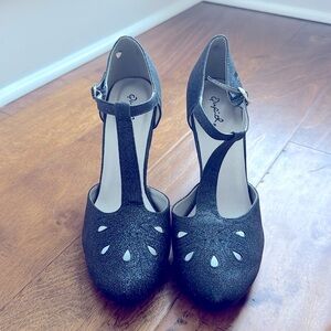 Sparkly blue glitter heels